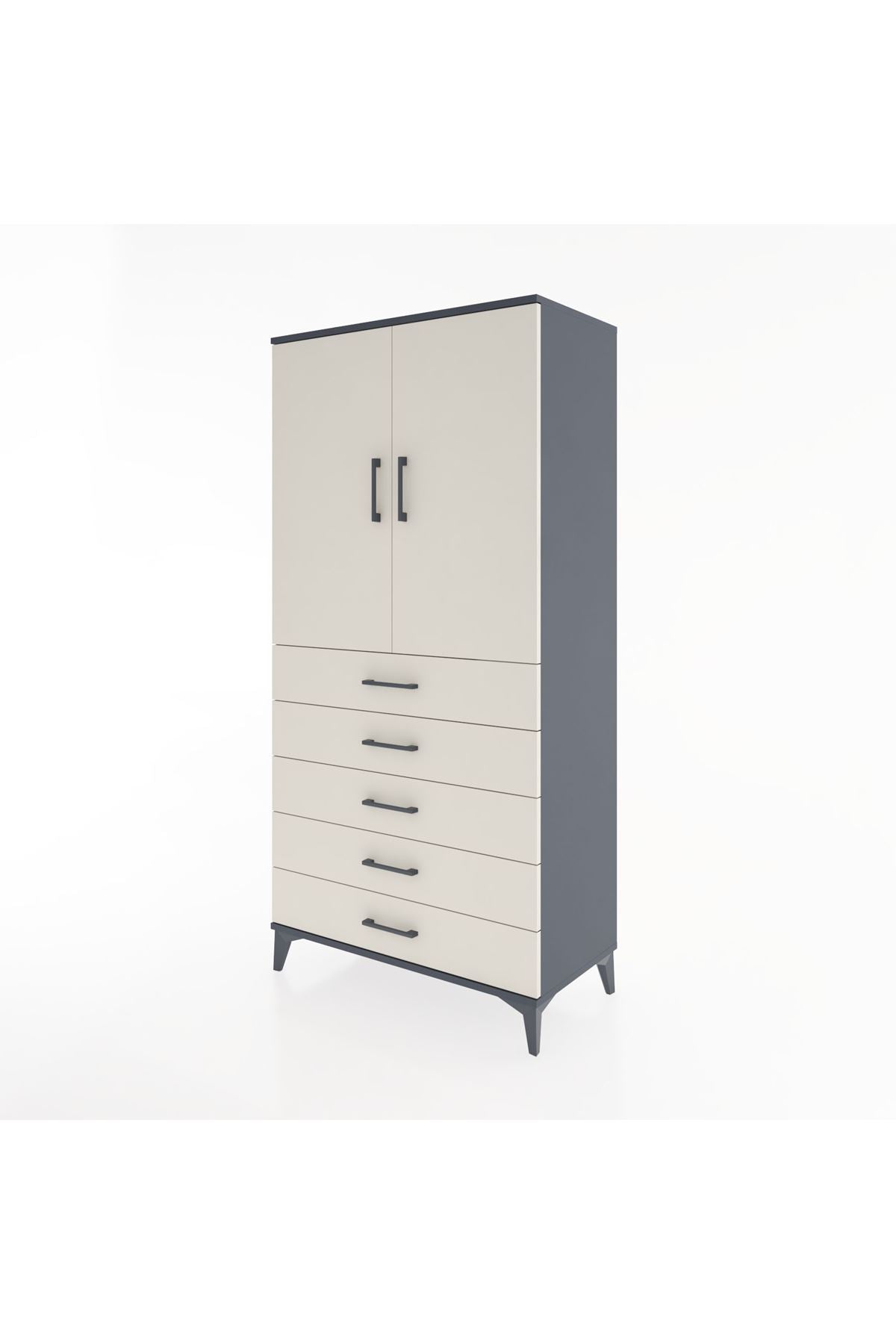 Hyperion Dolap 2 Raflı 5 Çekmeceli 2 Kapaklı 88x44x182 - S57M004V4B