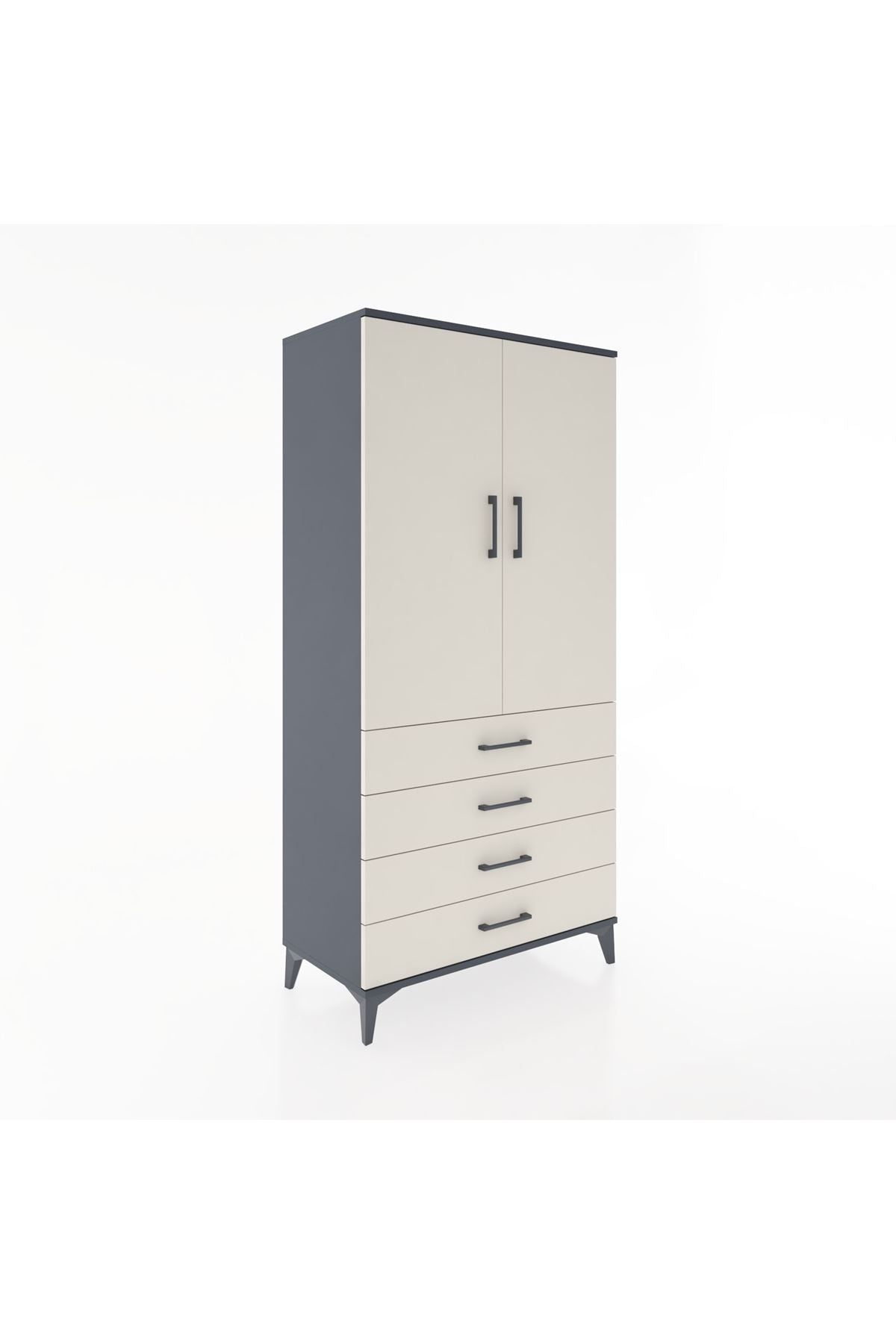 Hyperion Dolap 2 Raflı 4 Çekmeceli 2 Kapaklı 88x44x182 - S57M005V4B