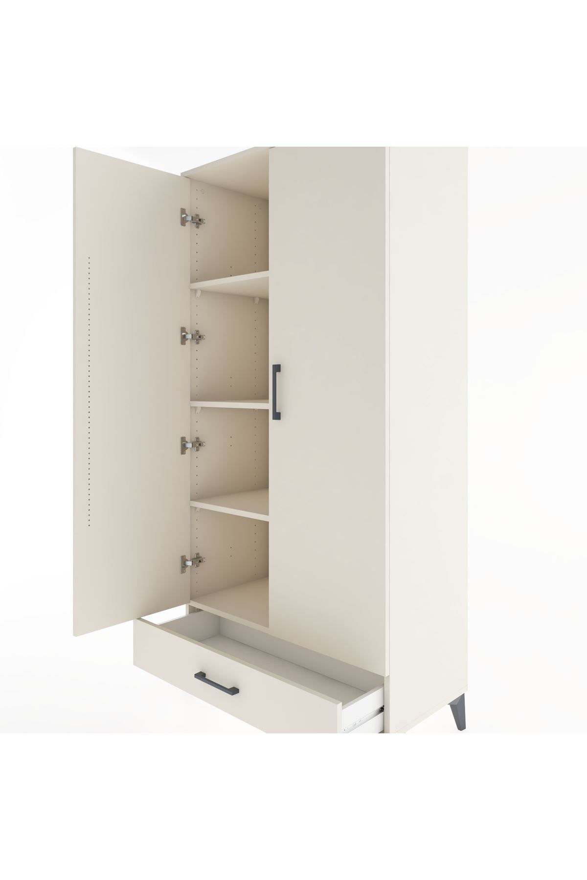 Hyperion Dolap 4 Raflı Tek Çekmeceli 2 Kapaklı 88x44x182 - S57M008V1B