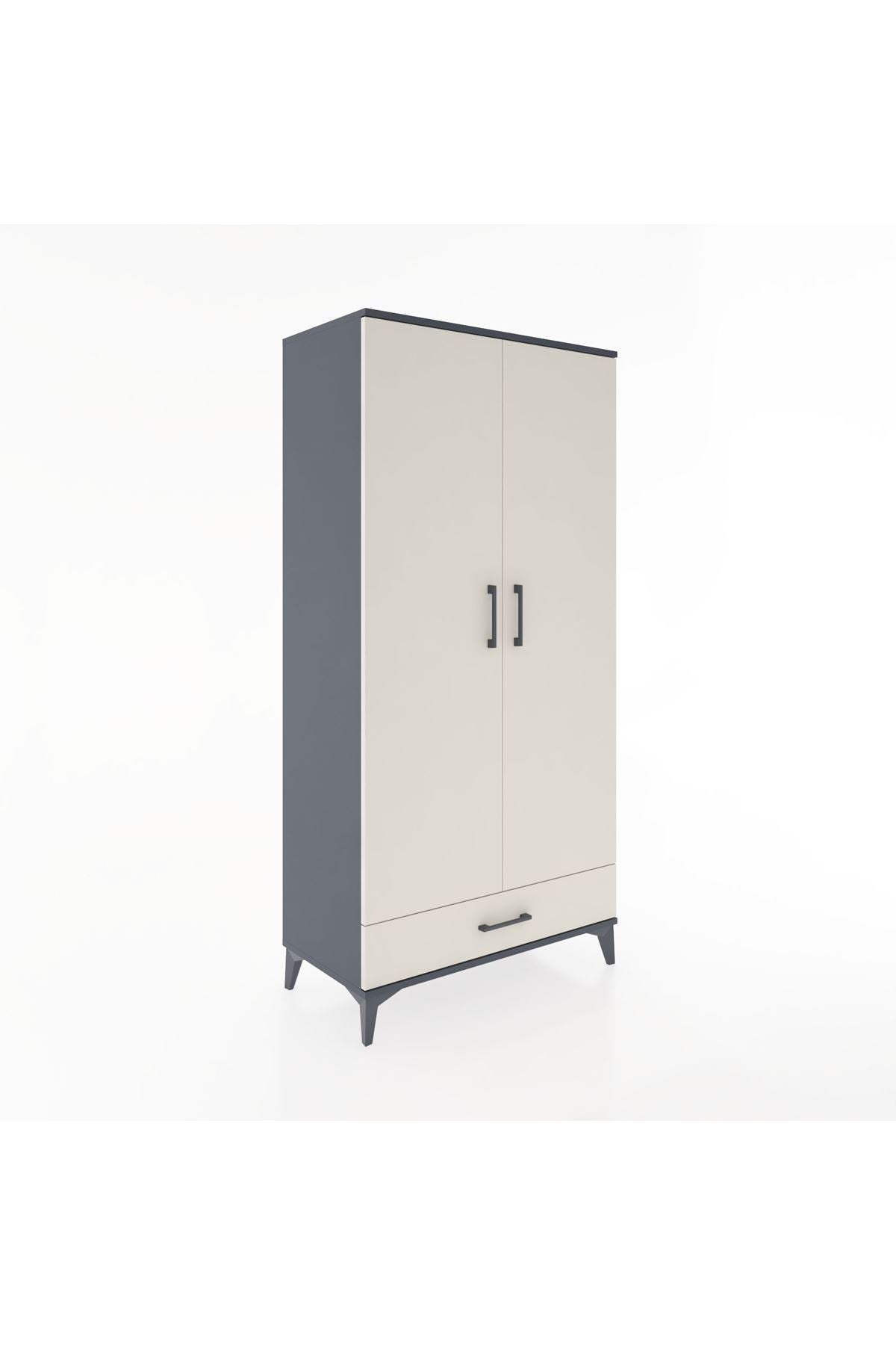 Hyperion Dolap 4 Raflı Tek Çekmeceli 2 Kapaklı 88x44x182 - S57M008V4B