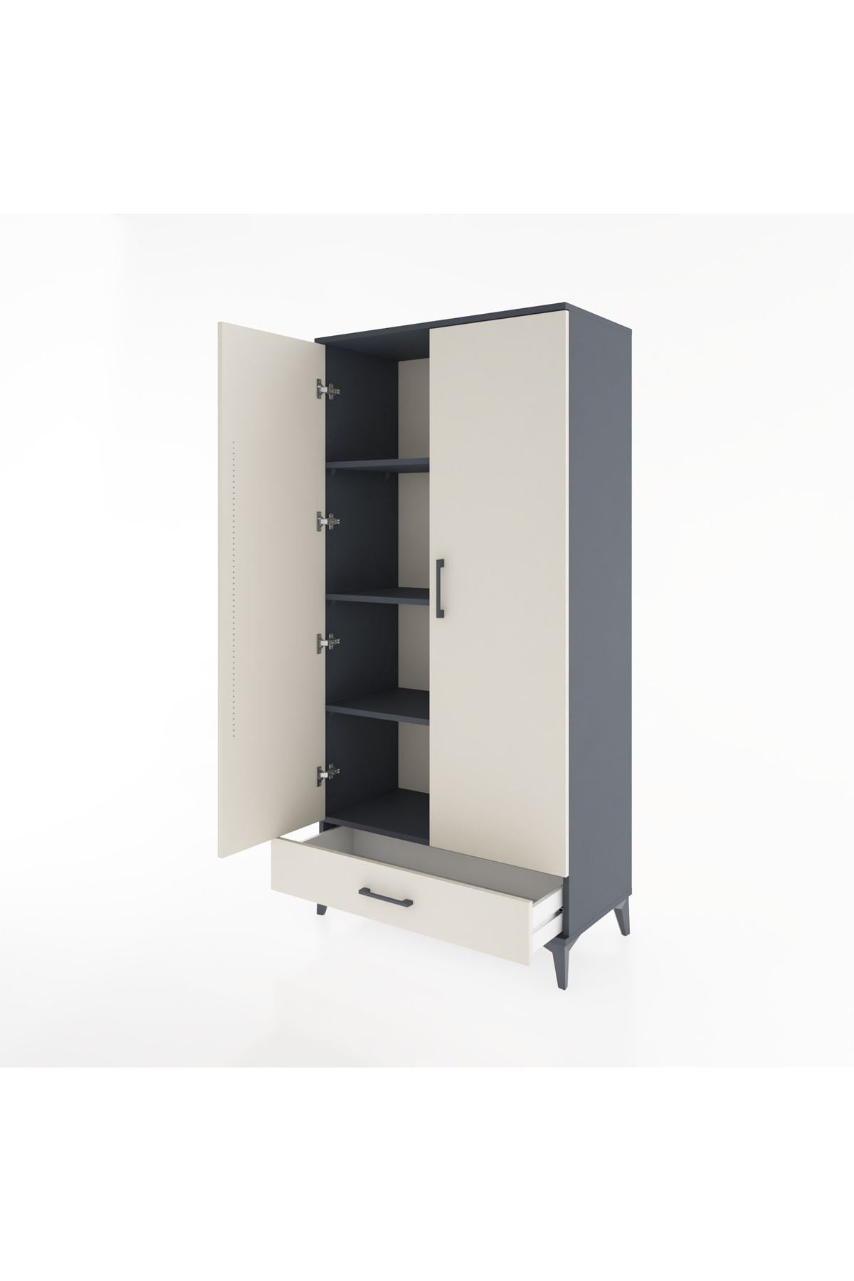 Hyperion Dolap 4 Raflı Tek Çekmeceli 2 Kapaklı 88x44x182 - S57M008V4B
