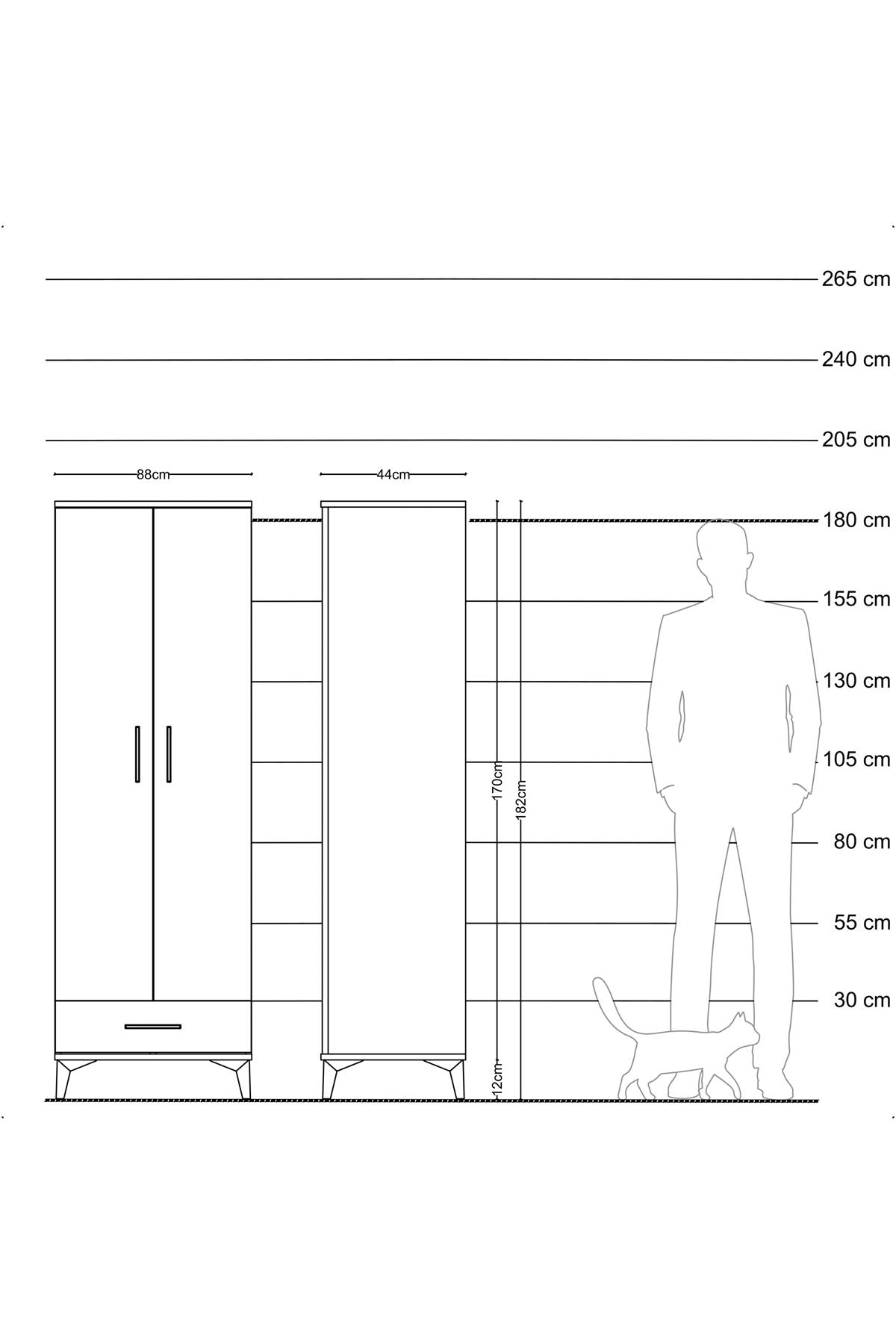Hyperion Dolap 4 Raflı Tek Çekmeceli 2 Kapaklı 88x44x182 - S57M008V5B