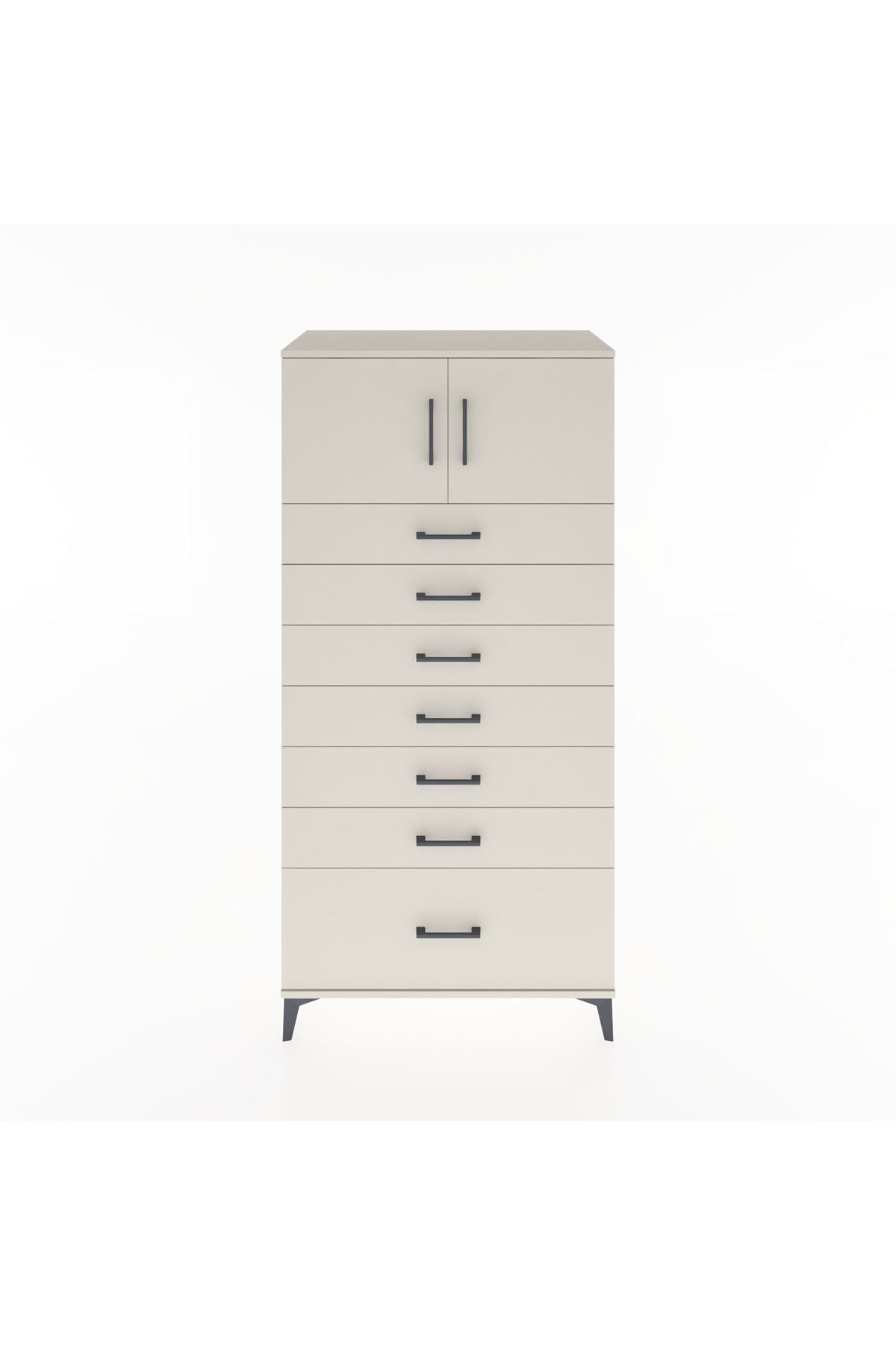 Hyperion Dolap Tek Raflı 7 Çekmeceli 2 Kapaklı 88x44x182 - S57M010V1B