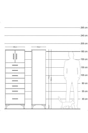 Hyperion Dolap Tek Raflı 7 Çekmeceli 2 Kapaklı 88x44x182 - S57M010V3B