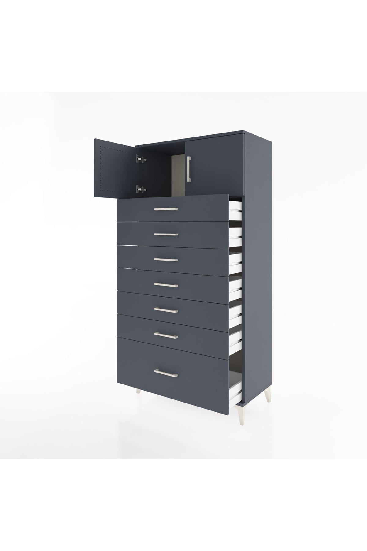 Hyperion Dolap Tek Raflı 7 Çekmeceli 2 Kapaklı 88x44x182 - S57M010V5B