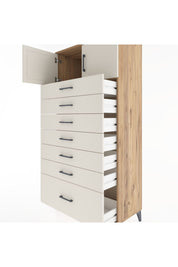 Hyperion Dolap Tek Raflı 7 Çekmeceli 2 Kapaklı 88x44x182 - S57M010V7B