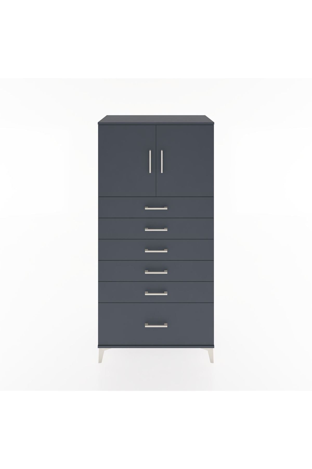 Hyperion Dolap Tek Raflı 6 Çekmeceli 2 Kapaklı 88x44x182 - S57M011V5B