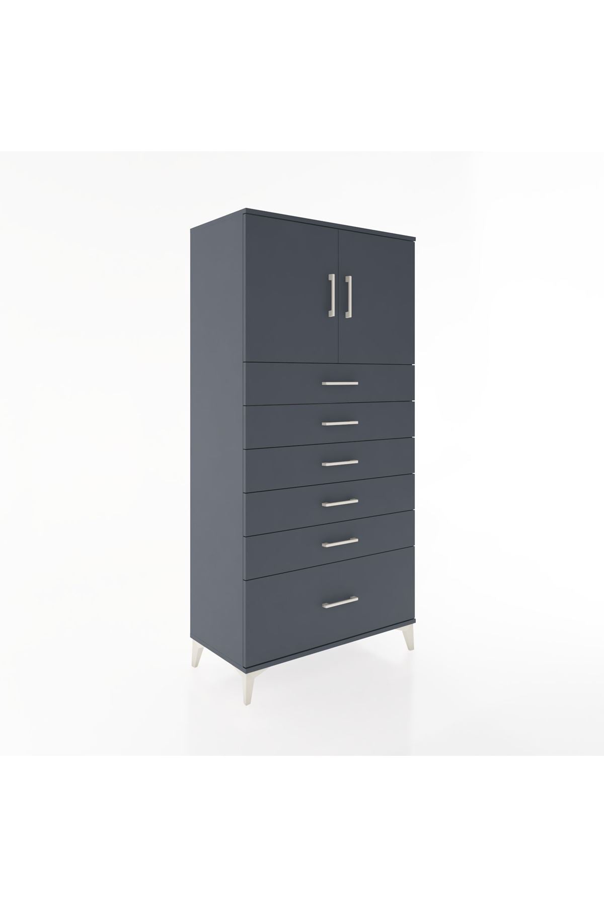 Hyperion Dolap Tek Raflı 6 Çekmeceli 2 Kapaklı 88x44x182 - S57M011V5B