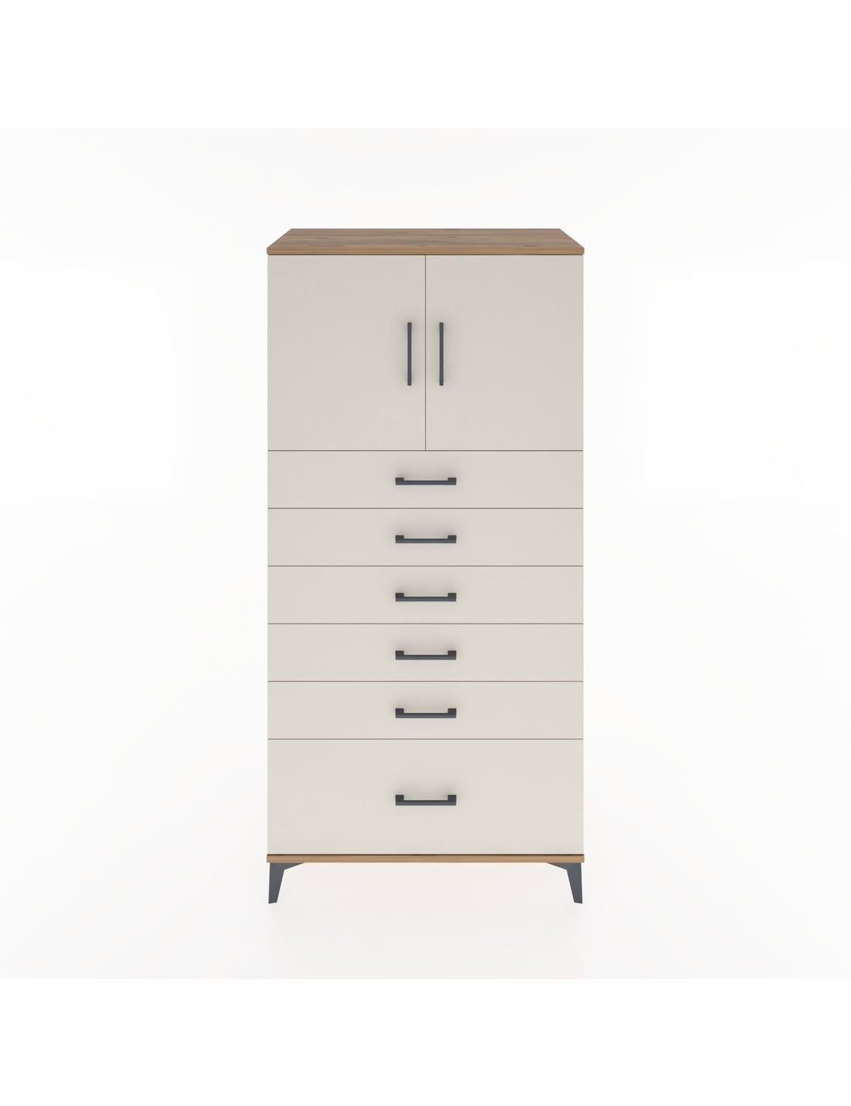 Hyperion Dolap Tek Raflı 6 Çekmeceli 2 Kapaklı 88x44x182 - S57M011V7B