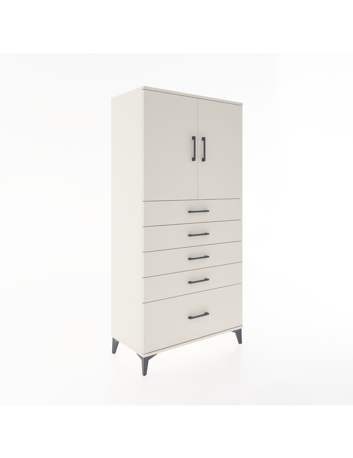 Hyperion Dolap Tek Raflı 5 Çekmeceli 2 Kapaklı 88x44x182 - S57M012V1B