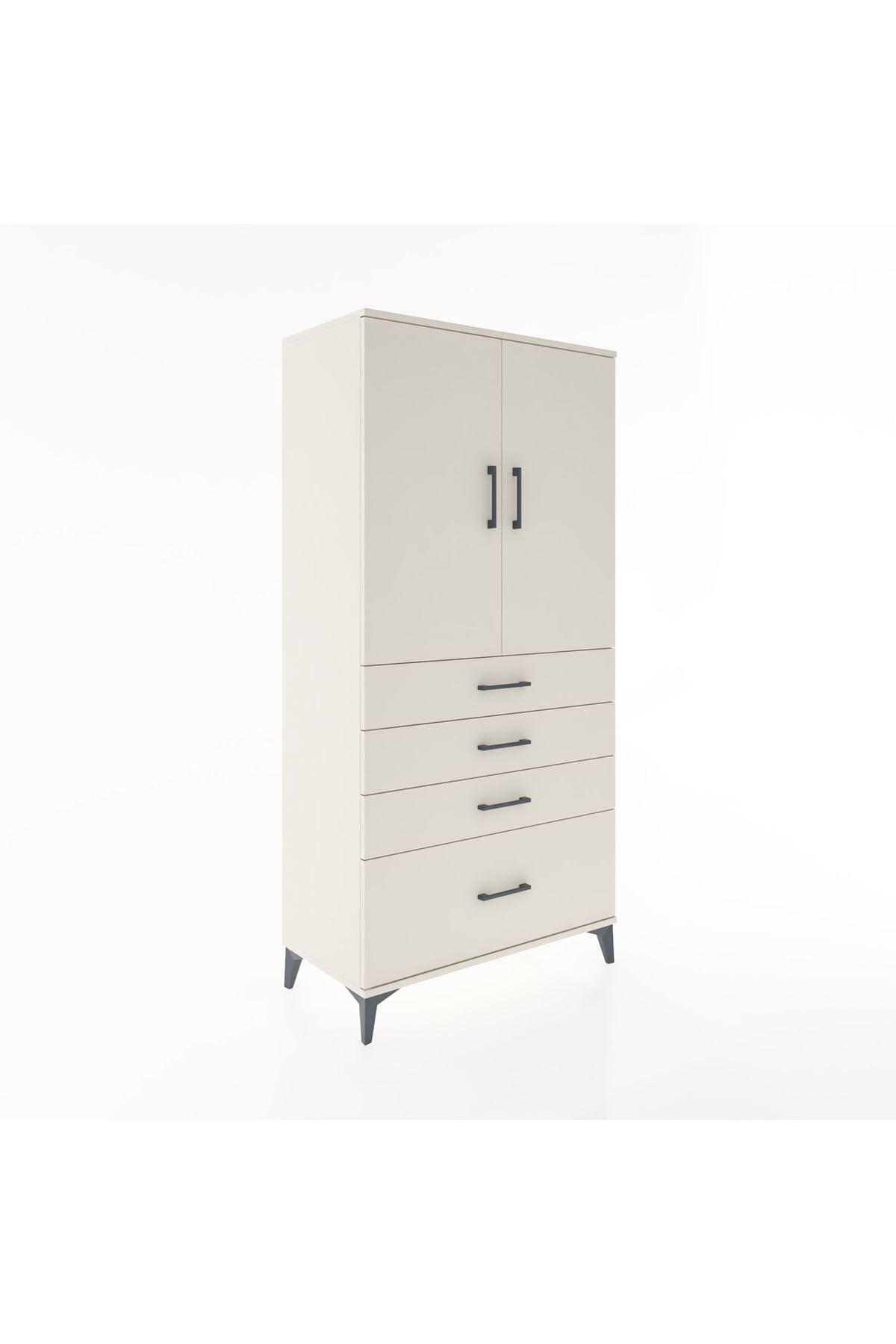 Hyperion Dolap 2 Raflı 4 Çekmeceli 2 Kapaklı 88x44x182 - S57M013V1B