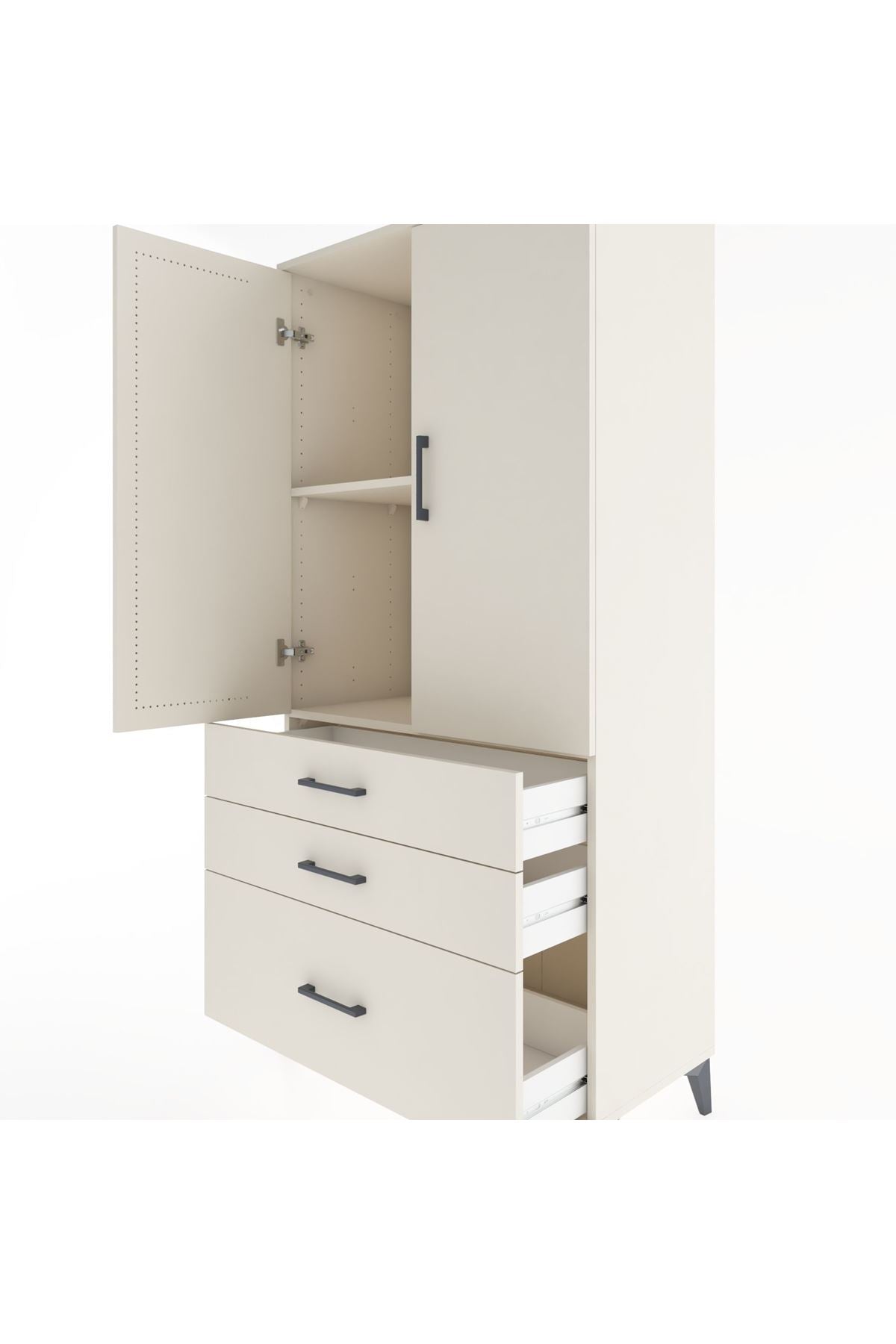 Hyperion Dolap 2 Raflı 3 Çekmeceli 2 Kapaklı 88x44x182 - S57M014V1B