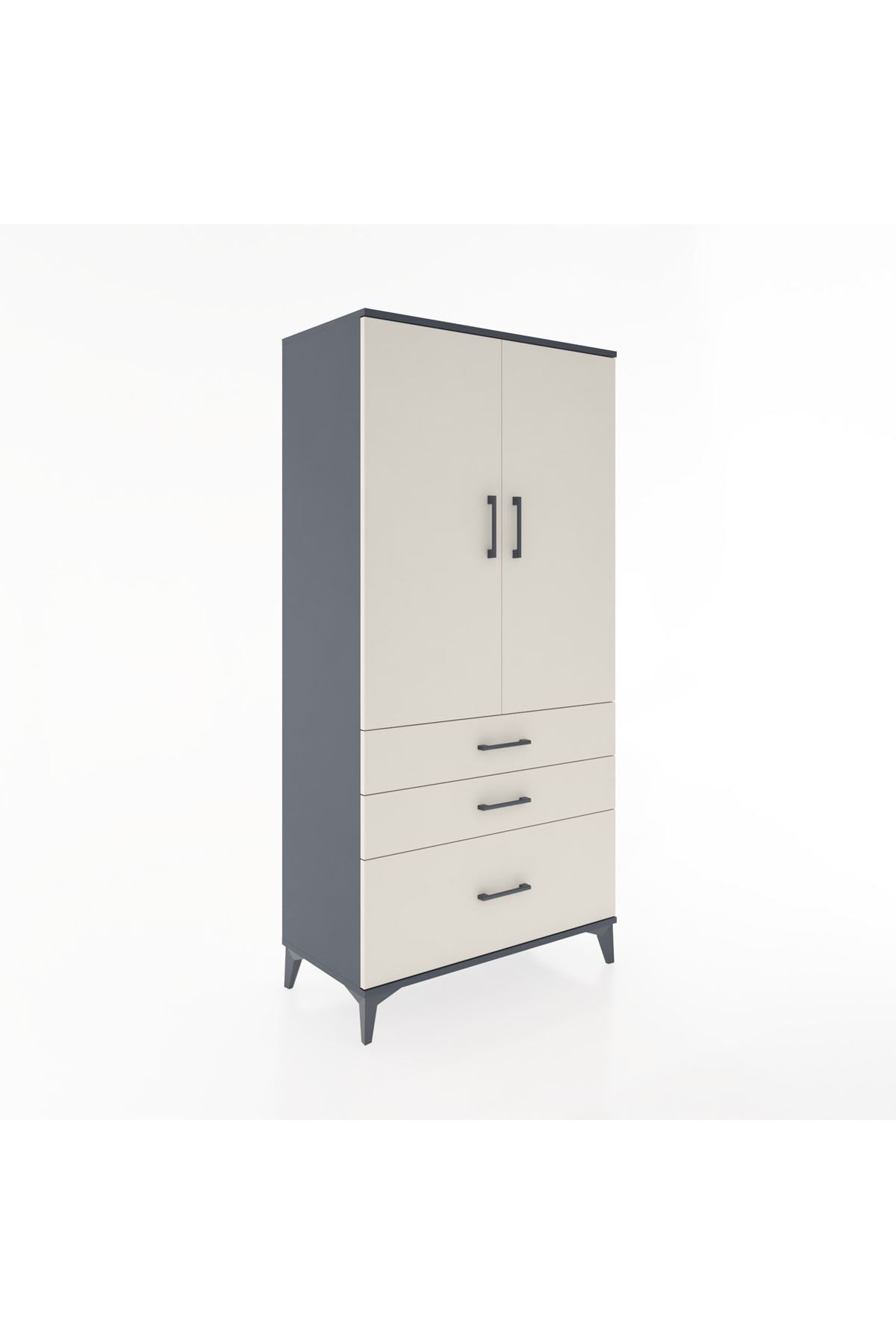 Hyperion Dolap 2 Raflı 3 Çekmeceli 2 Kapaklı 88x44x182 - S57M014V4B