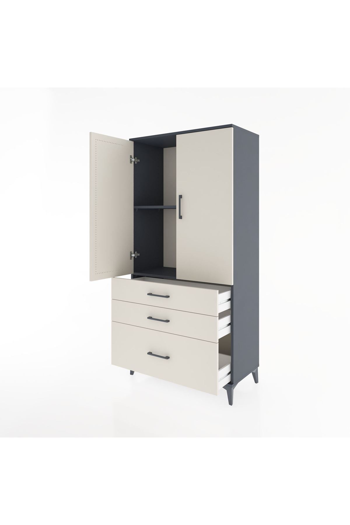 Hyperion Dolap 2 Raflı 3 Çekmeceli 2 Kapaklı 88x44x182 - S57M014V4B
