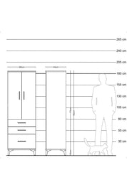 Hyperion Dolap 2 Raflı 3 Çekmeceli 2 Kapaklı 88x44x182 - S57M014V8B
