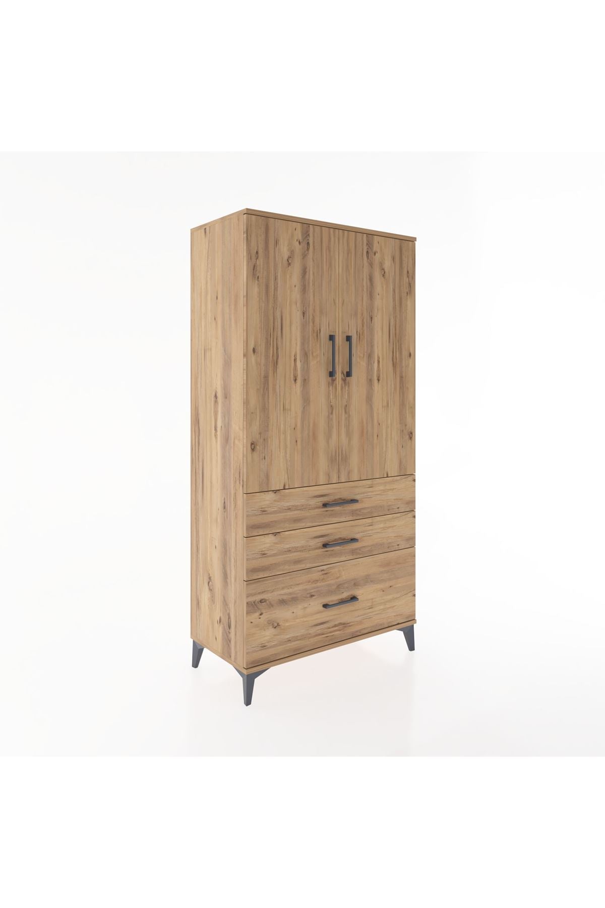 Hyperion Dolap 2 Raflı 3 Çekmeceli 2 Kapaklı 88x44x182 - S57M014V9B