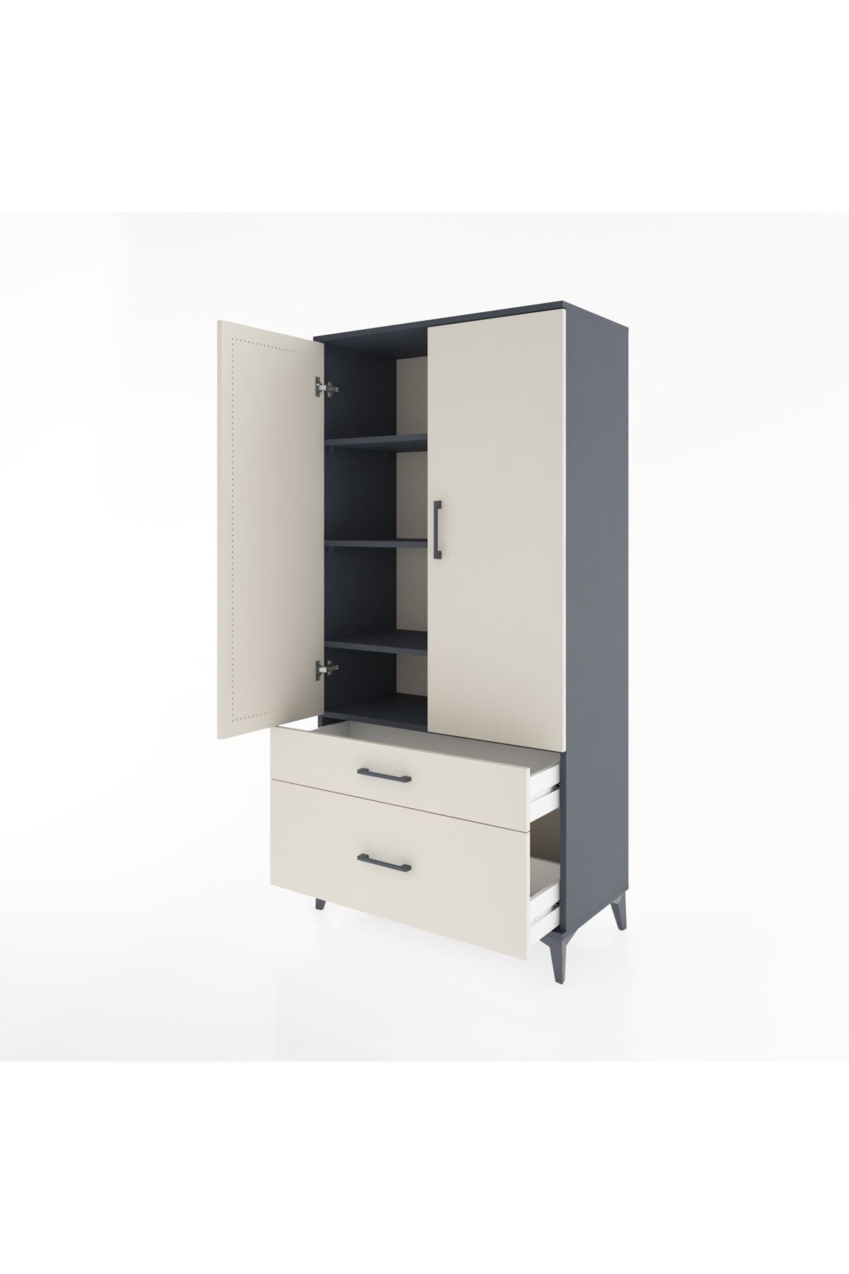Hyperion Dolap 4 Raflı 2 Çekmeceli 2 Kapaklı 88x44x182 - S57M015V4B