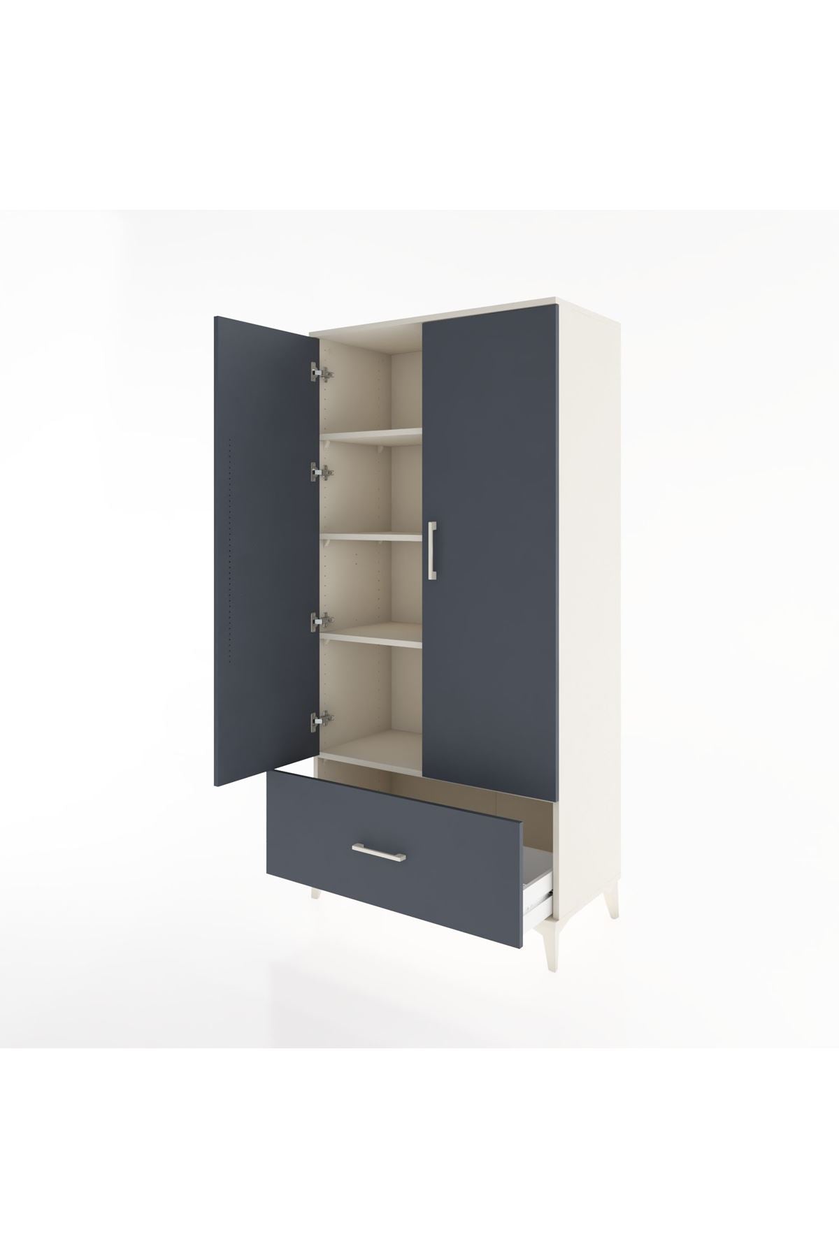 Hyperion Dolap 4 Raflı Tek Çekmeceli 2 Kapaklı 88x44x182 - S57M016V2B