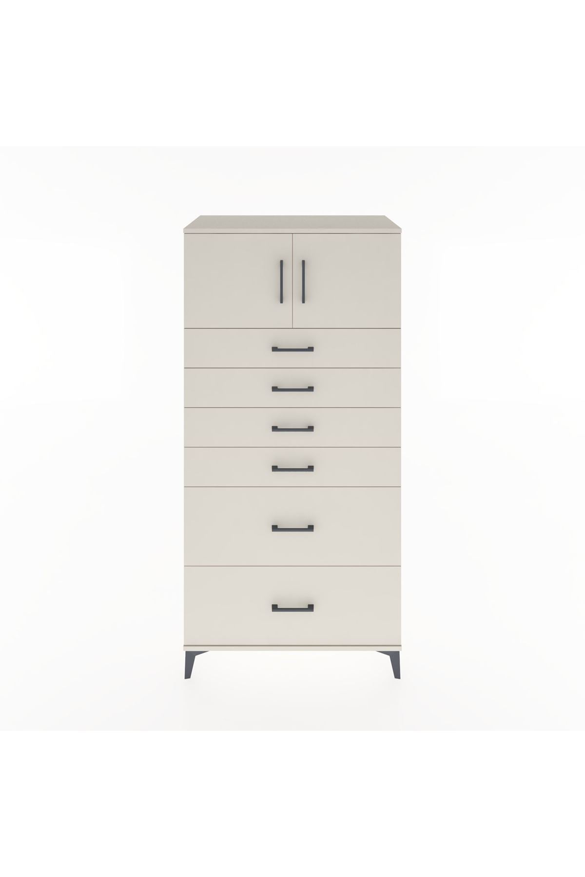 Hyperion Dolap Tek Raflı 6 Çekmeceli 2 Kapaklı 88x44x182 - S57M017V1B