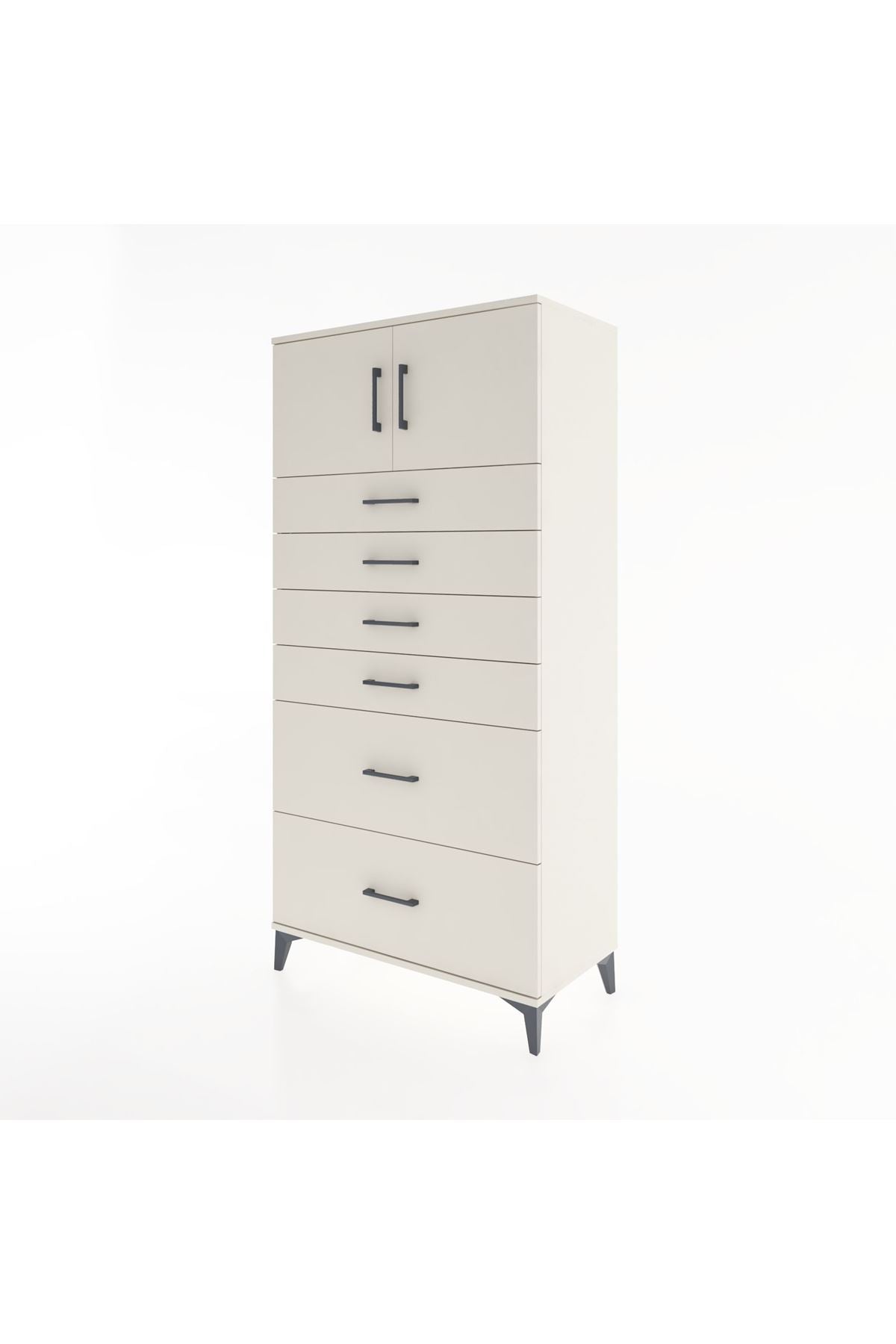 Hyperion Dolap Tek Raflı 6 Çekmeceli 2 Kapaklı 88x44x182 - S57M017V1B