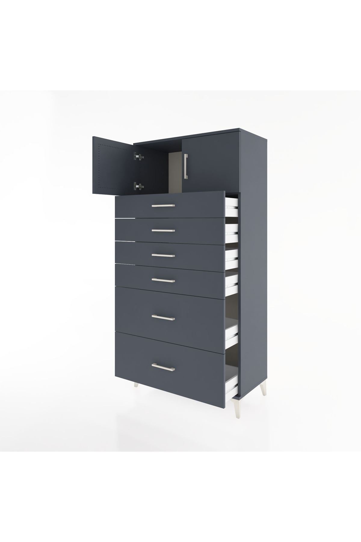 Hyperion Dolap Tek Raflı 6 Çekmeceli 2 Kapaklı 88x44x182 - S57M017V5B