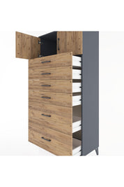 Hyperion Dolap Tek Raflı 6 Çekmeceli 2 Kapaklı 88x44x182 - S57M017V6B