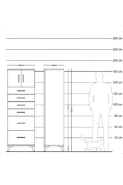 Hyperion Dolap Tek Raflı 6 Çekmeceli 2 Kapaklı 88x44x182 - S57M017V8B