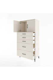 Hyperion Dolap Tek Raflı 5 Çekmeceli 2 Kapaklı 88x44x182 - S57M018V1B