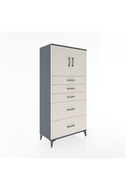 Hyperion Dolap Tek Raflı 5 Çekmeceli 2 Kapaklı 88x44x182 - S57M018V4B
