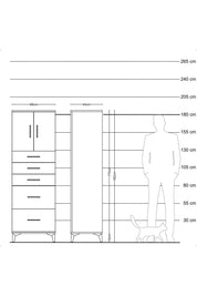 Hyperion Dolap Tek Raflı 5 Çekmeceli 2 Kapaklı 88x44x182 - S57M018V5B