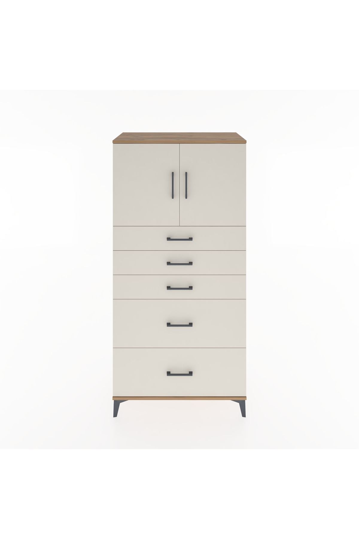 Hyperion Dolap Tek Raflı 5 Çekmeceli 2 Kapaklı 88x44x182 - S57M018V7B