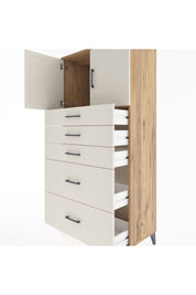Hyperion Dolap Tek Raflı 5 Çekmeceli 2 Kapaklı 88x44x182 - S57M018V7B