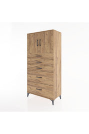 Hyperion Dolap Tek Raflı 5 Çekmeceli 2 Kapaklı 88x44x182 - S57M018V9B
