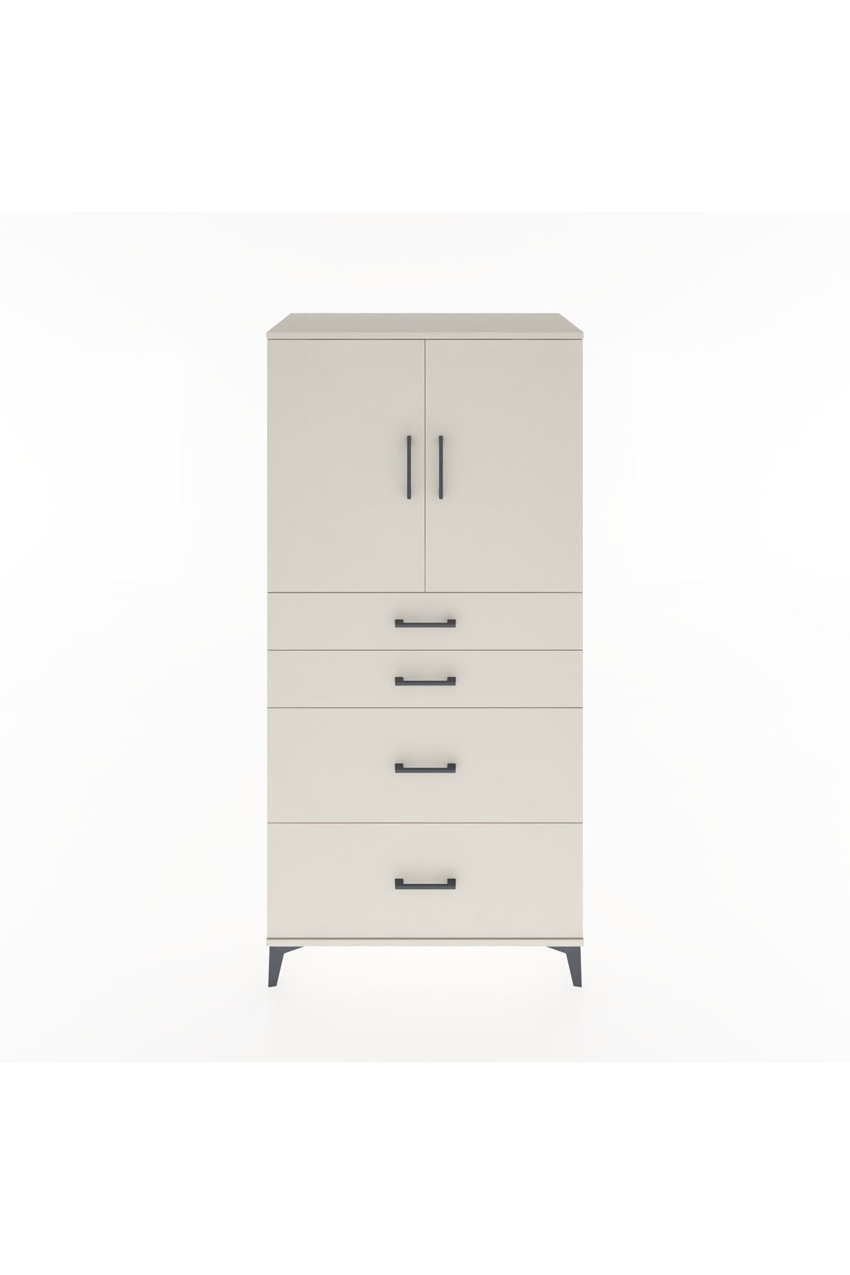Hyperion Dolap Tek Raflı 4 Çekmeceli 2 Kapaklı 88x44x182 - S57M019V1B