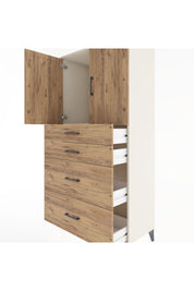Hyperion Dolap Tek Raflı 4 Çekmeceli 2 Kapaklı 88x44x182 - S57M019V3B