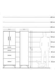 Hyperion Dolap Tek Raflı 4 Çekmeceli 2 Kapaklı 88x44x182 - S57M019V3B