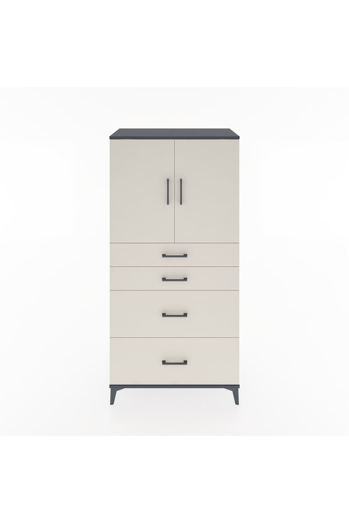 Hyperion Dolap Tek Raflı 4 Çekmeceli 2 Kapaklı 88x44x182 - S57M019V4B