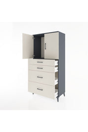 Hyperion Dolap Tek Raflı 4 Çekmeceli 2 Kapaklı 88x44x182 - S57M019V4B