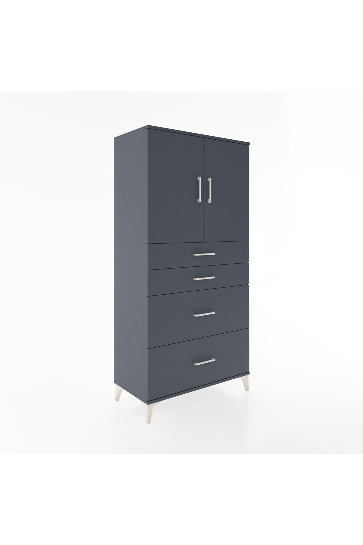 Hyperion Dolap Tek Raflı 4 Çekmeceli 2 Kapaklı 88x44x182 - S57M019V5B