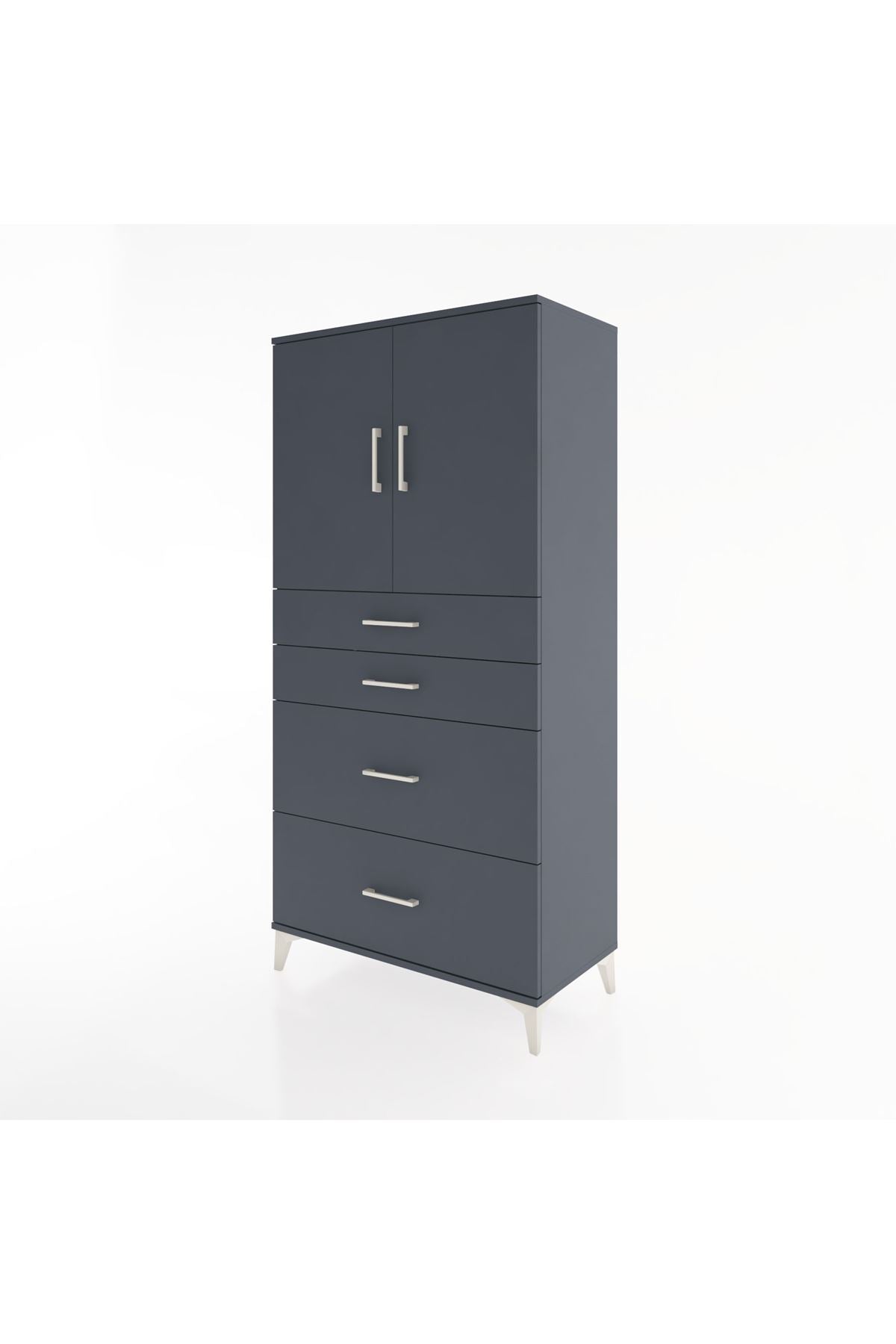 Hyperion Dolap Tek Raflı 4 Çekmeceli 2 Kapaklı 88x44x182 - S57M019V5B