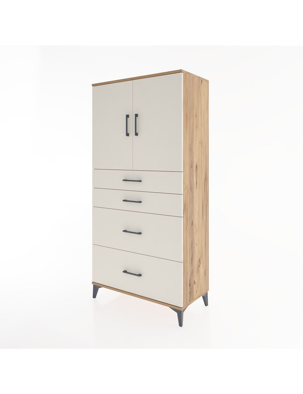 Hyperion Dolap Tek Raflı 4 Çekmeceli 2 Kapaklı 88x44x182 - S57M019V7B