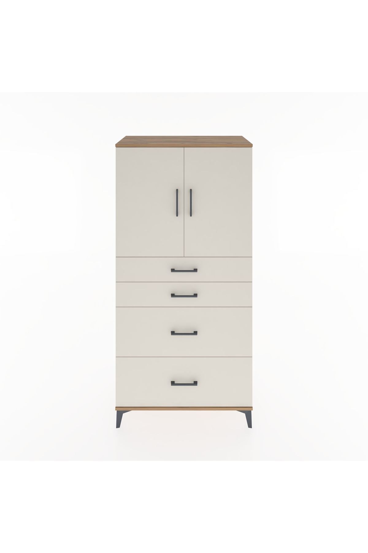 Hyperion Dolap Tek Raflı 4 Çekmeceli 2 Kapaklı 88x44x182 - S57M019V7B
