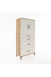 Hyperion Dolap Tek Raflı 4 Çekmeceli 2 Kapaklı 88x44x182 - S57M019V7B