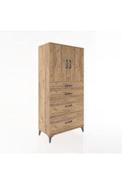 Hyperion Dolap Tek Raflı 4 Çekmeceli 2 Kapaklı 88x44x182 - S57M019V9B