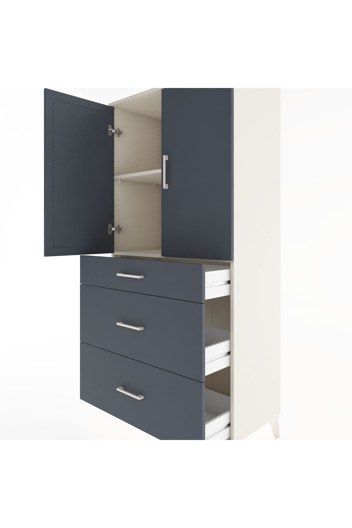 Hyperion Dolap 2 Raflı 3 Çekmeceli 2 Kapaklı 88x44x182 - S57M020V2B