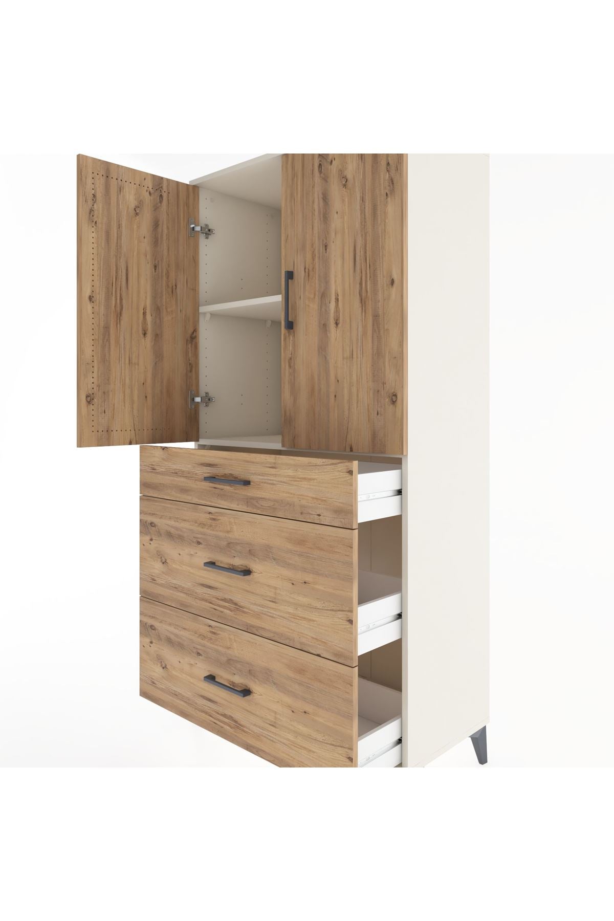 Hyperion Dolap 2 Raflı 3 Çekmeceli 2 Kapaklı 88x44x182 - S57M020V3B