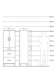 Hyperion Dolap 2 Raflı 3 Çekmeceli 2 Kapaklı 88x44x182 - S57M020V3B