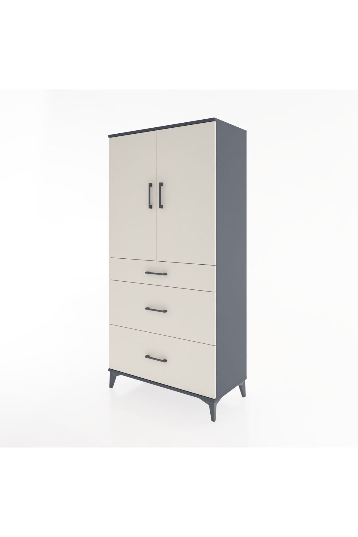 Hyperion Dolap 2 Raflı 3 Çekmeceli 2 Kapaklı 88x44x182 - S57M020V4B