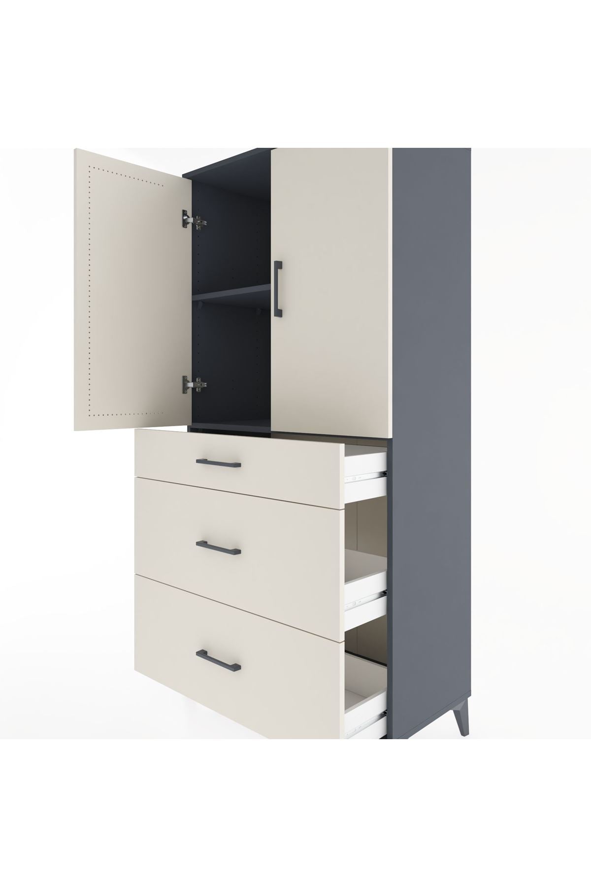 Hyperion Dolap 2 Raflı 3 Çekmeceli 2 Kapaklı 88x44x182 - S57M020V4B