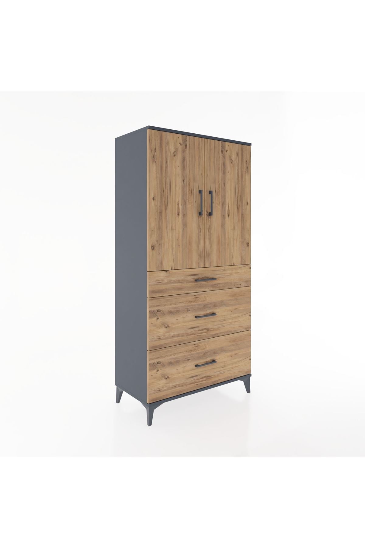 Hyperion Dolap 2 Raflı 3 Çekmeceli 2 Kapaklı 88x44x182 - S57M020V6B